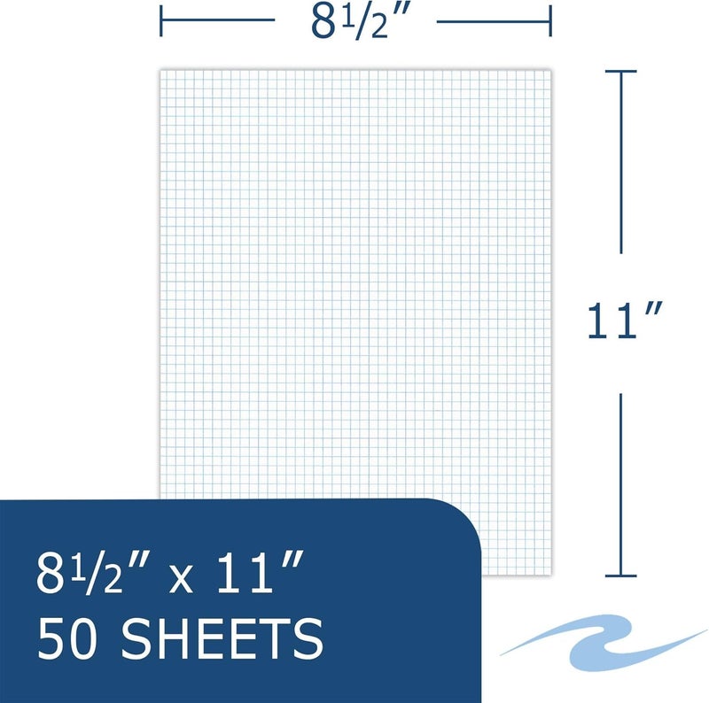 Roaring Spring Graph Note Pads, 6-Pack, 8.5"x11", Gummed Edge, 50 Sheets 15lb White Writing Paper, 5x5 Grid Ruled, Proudly Made in USA! - Image 2